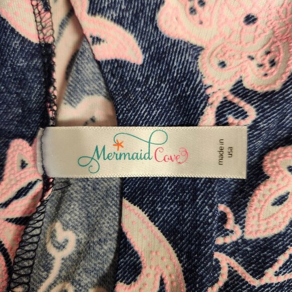 Mermaid Cove 1X? Dress Sleeveless Knee Length Mock Neck Navy Pink Preppy Boho - Picture 4 of 4